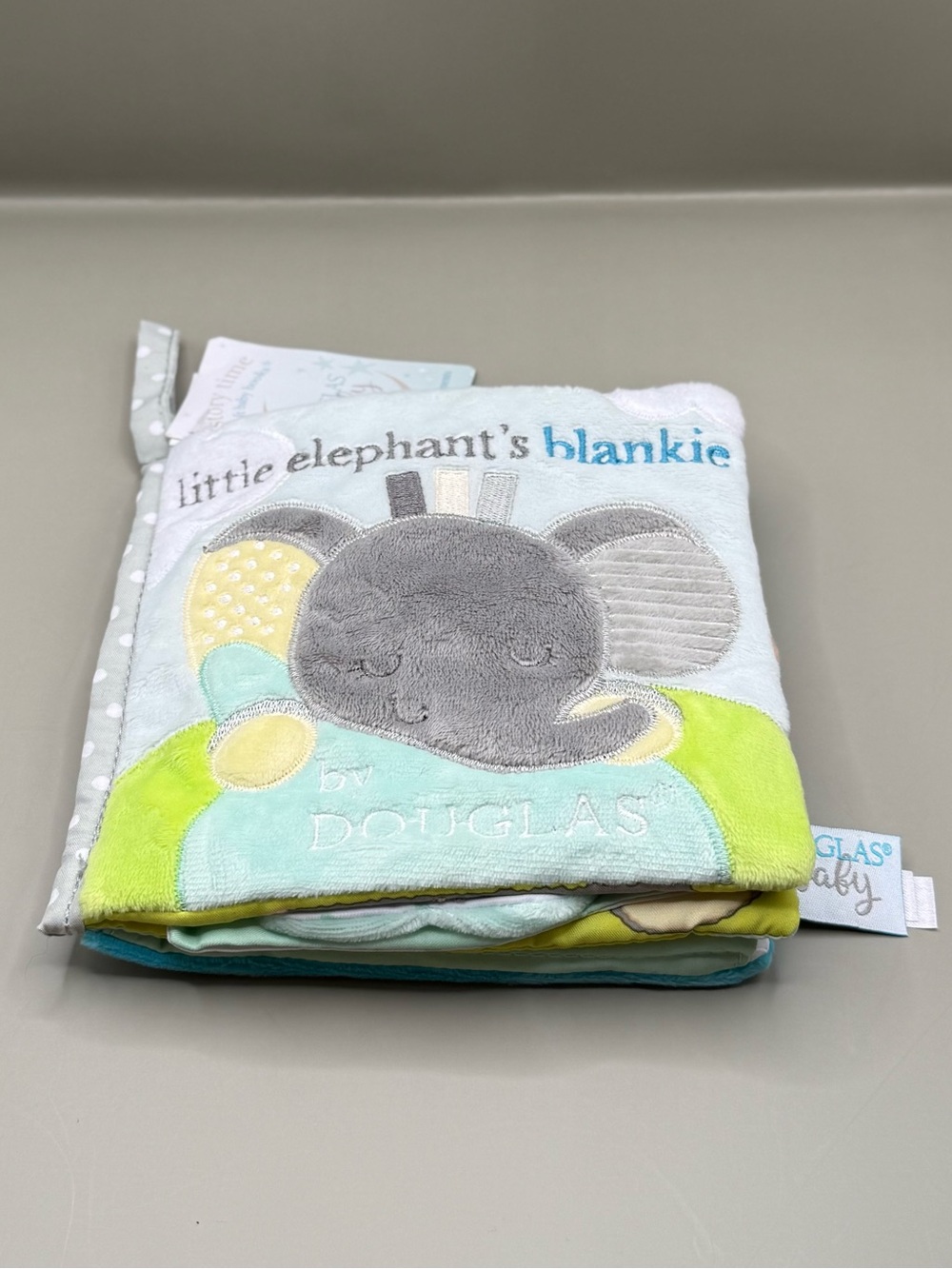 NWT Douglas Baby Elephants Blankie Soft Crinkle Book Sensory Toy Plush Lovey